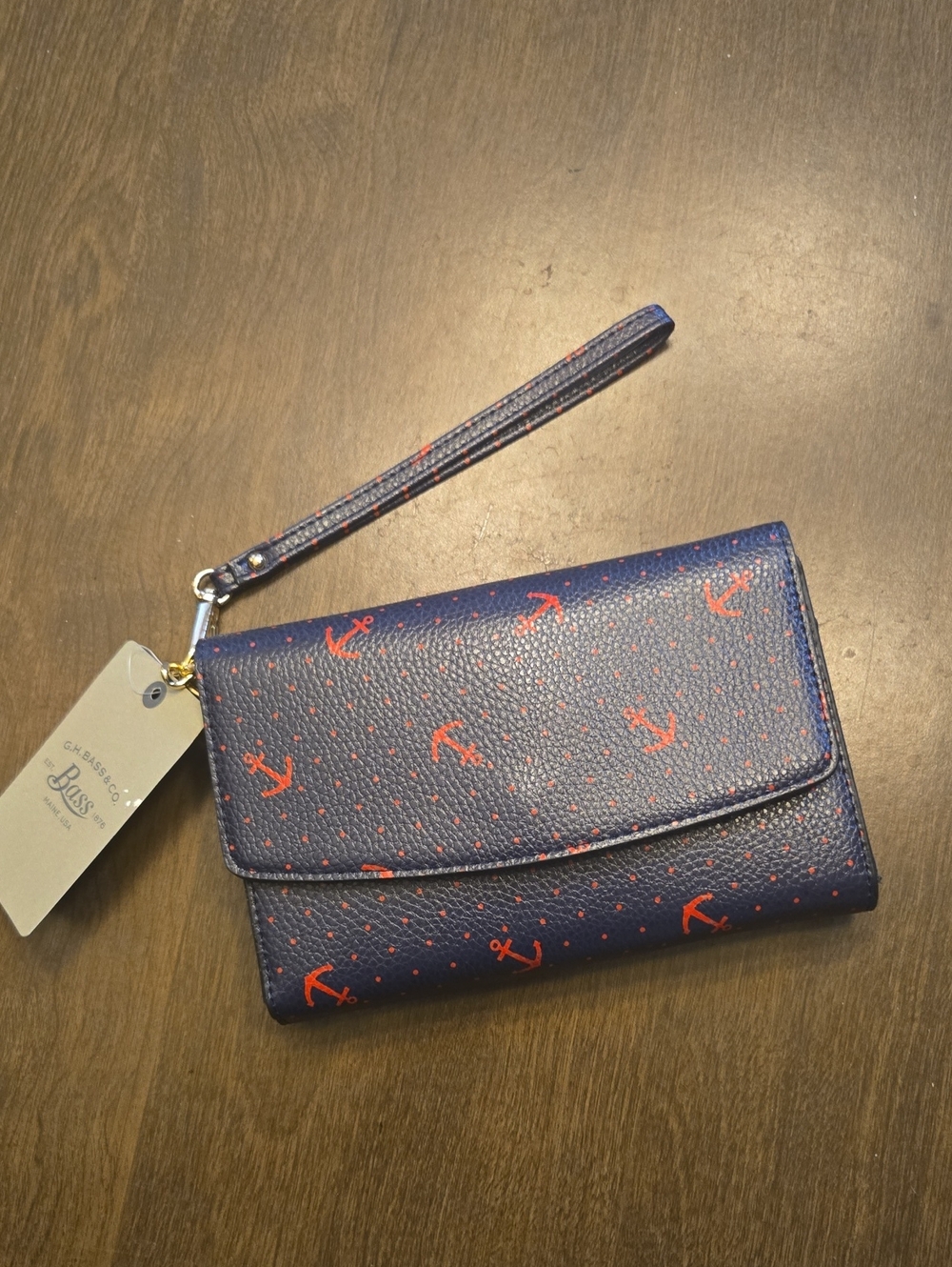 Bass Navy Embossed Leather Wallet/Purse